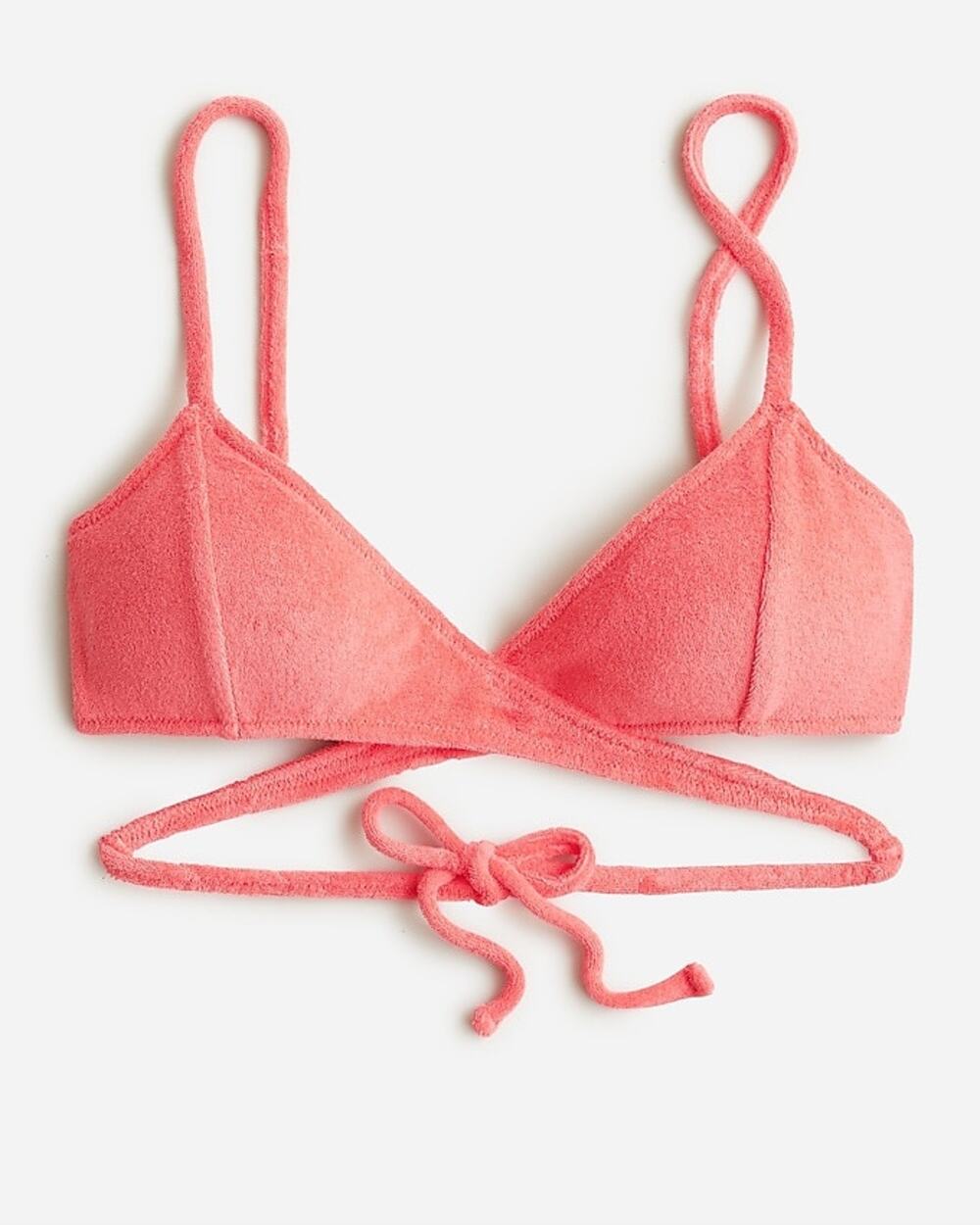 New NWT J. Crew Coral Terry Cloth Triangle Bikini Swim Bathing Suit Top Size 2X